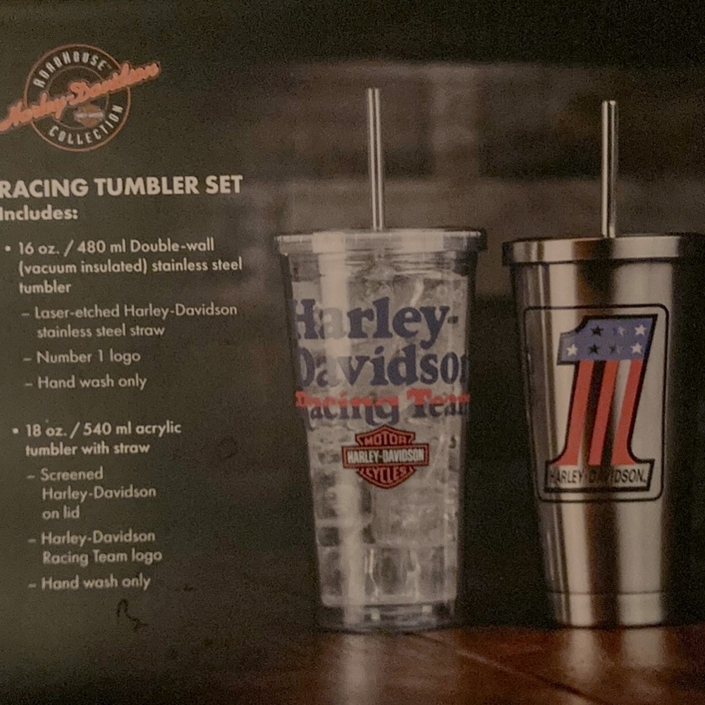 Harley-Davidson Silver and Gray Drinkware Set-NIB